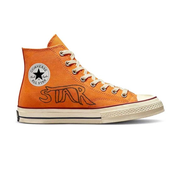2022 Converse Come Tees x Chuck 70 High 'Star Light Path' Sun Orange MENS 10 NEW - Picture 10 of 14